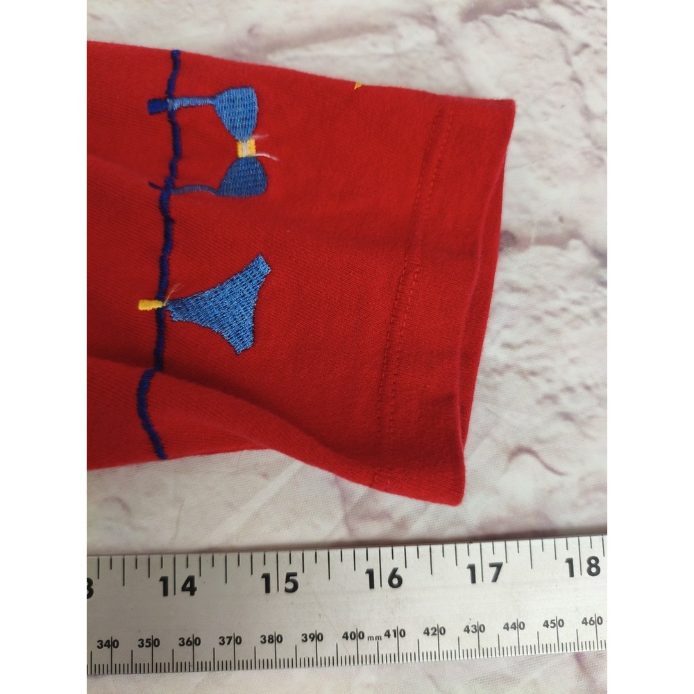 VTG Michael Simon SZ M Patriotic Cardigan USA Flag Bathing Suit Novelty Sweater - Picture 9 of 9